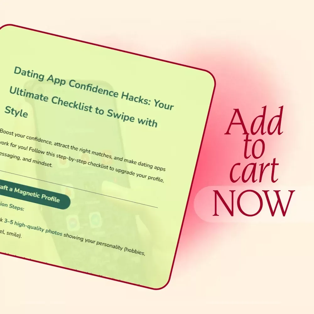 Dating App Confidence Hacks: Your Ultimate Checklist to Swipe with Style | Digital Download eBook, Online Dating Guide, Profile & Messaging Tips for Singles