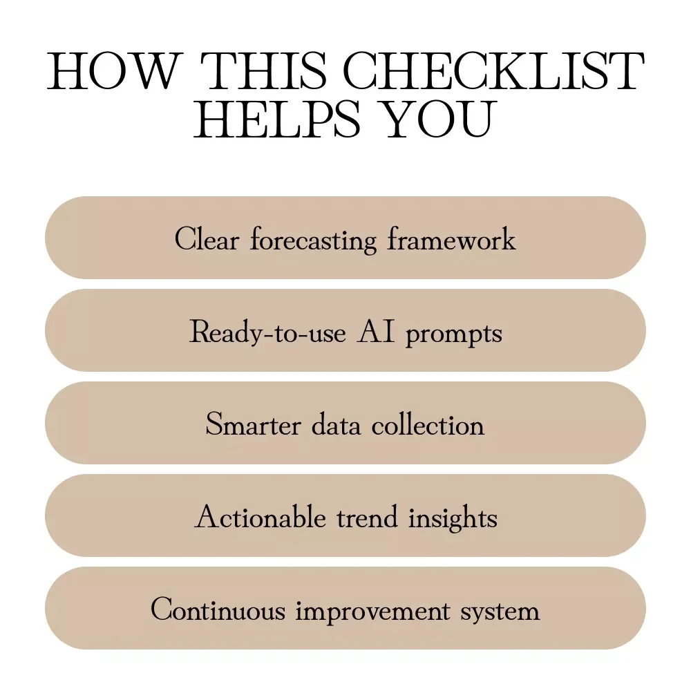 AI Trend Forecast Kit | AI-Powered Trend Forecast Checklist | Digital Download Guide, eBook & Prompt Pack for Entrepreneurs, Marketers & Innovators