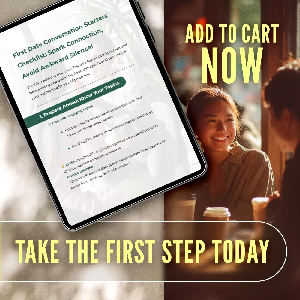 First Date Conversation Starters Checklist: Spark Connection, Avoid Awkward Silence | Digital Download eBook, Printable Guide for Singles, Dating Icebreakers & Conversation Skills