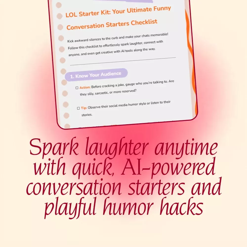LOL Starter Kit: Your Ultimate Funny Conversation Starters Checklist | Digital Download Guide for Hilarious Icebreakers, Engaging Chat Prompts & Social Confidence