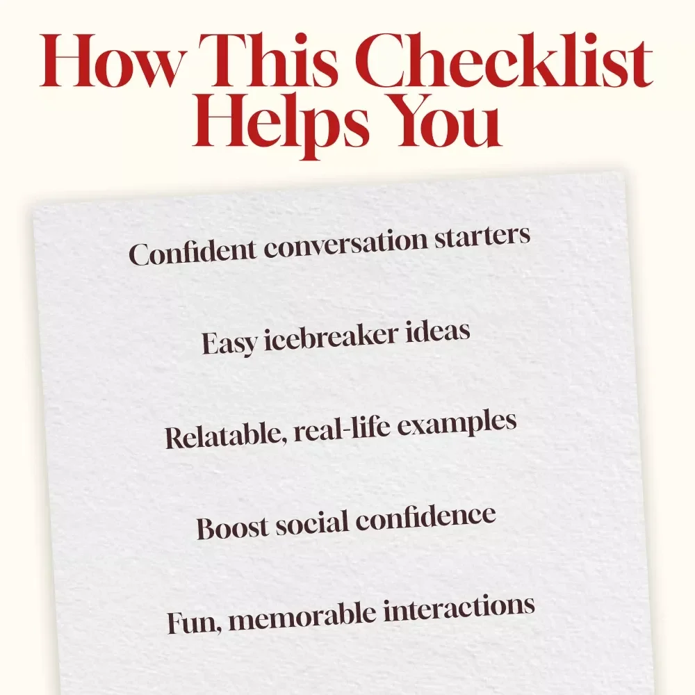 Spark It Up | Easy Conversation Starters Checklist | Digital Download Guide for Effortless Socializing & Fun Connections