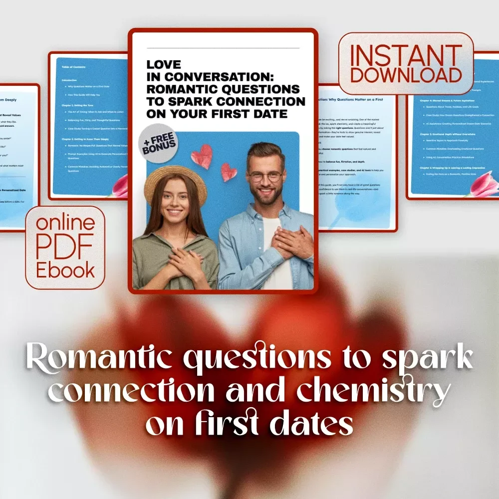 Love in Conversation: Romantic Questions to Ask on a First Date - Digital Ebook Download for Connection, Deep Conversation Starters