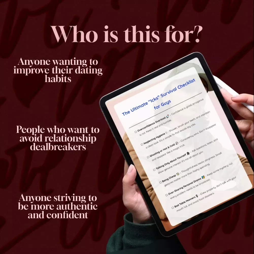 The Ultimate “Icks” Survival Checklist for Guys | Digital Download | Funny Self-Improvement Guide to Avoid Dating Icks for Guys | eBook PDF Instant Download