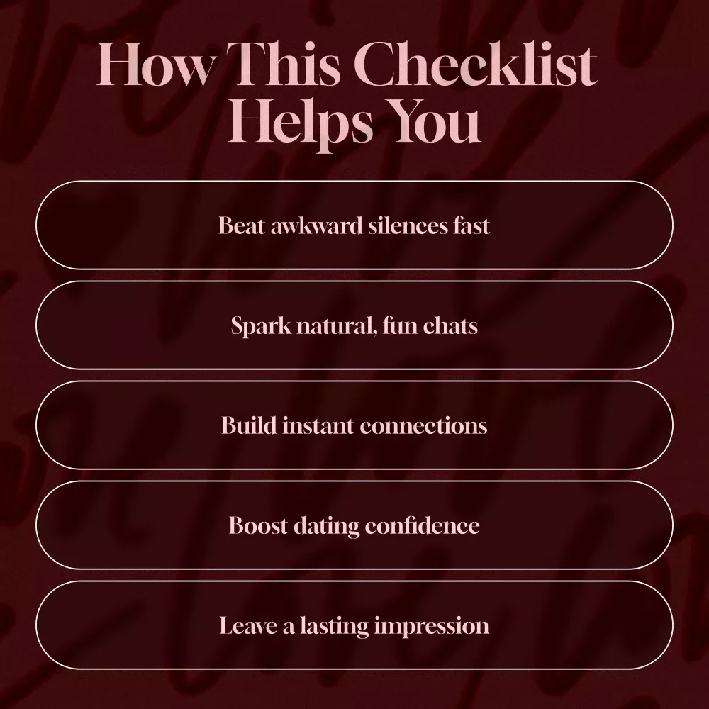 First Date Conversation Cheat Sheet | Printable Digital Download | What to Talk About on a First Date | Fun & Easy First Date Ideas Checklist
