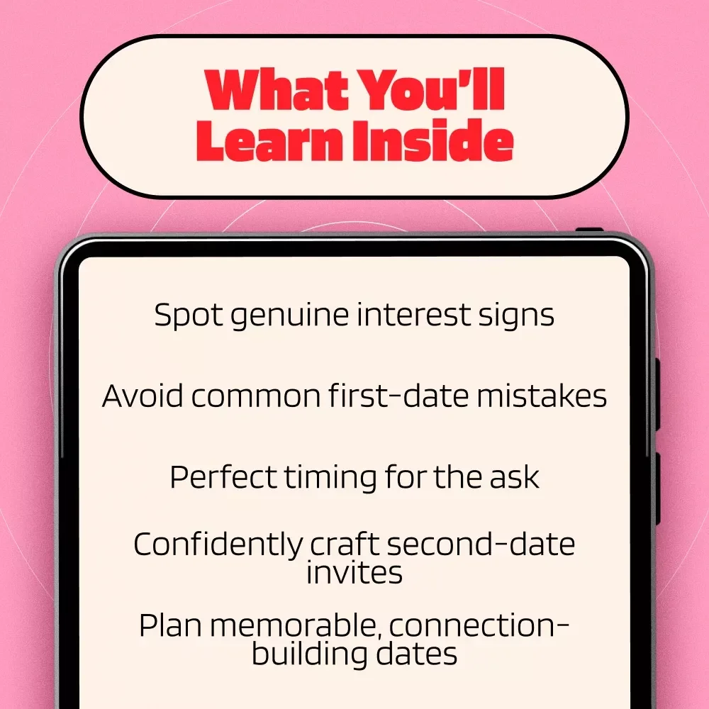 Guide to the Perfect Second Date Ask | Digital Dating Guide | How & When to Ask for Second Date eBook | Relationship Tips & Checklist