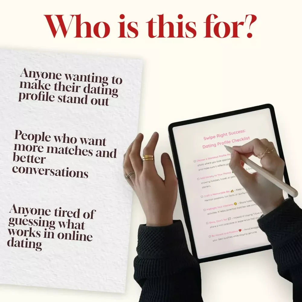Swipe Right Success: Dating Profile Checklist | Dating Profile Tips | Digital Download Guide for Better Matches