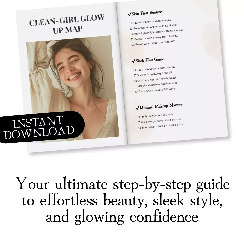 Clean-Girl Glow Up Map | Digital Download Checklist | Clean-Girl Aesthetic Evolution Map | Minimalist Skincare, Makeup & Lifestyle Guide