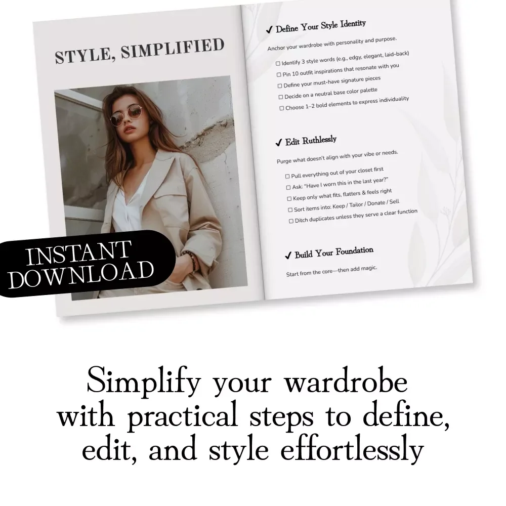 Style, Simplified | Eclectic Minimalism Wardrobe Blueprint Checklist | Digital Download for Closet Editing, Capsule Building & Outfit Formulas