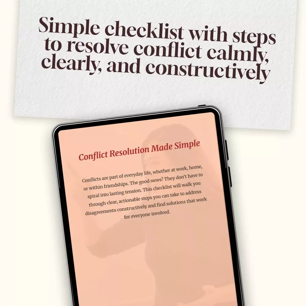 Conflict Resolution Made Simple | Printable Steps to Resolve Conflict | Digital Download Checklist for Workplace, Home & Relationships