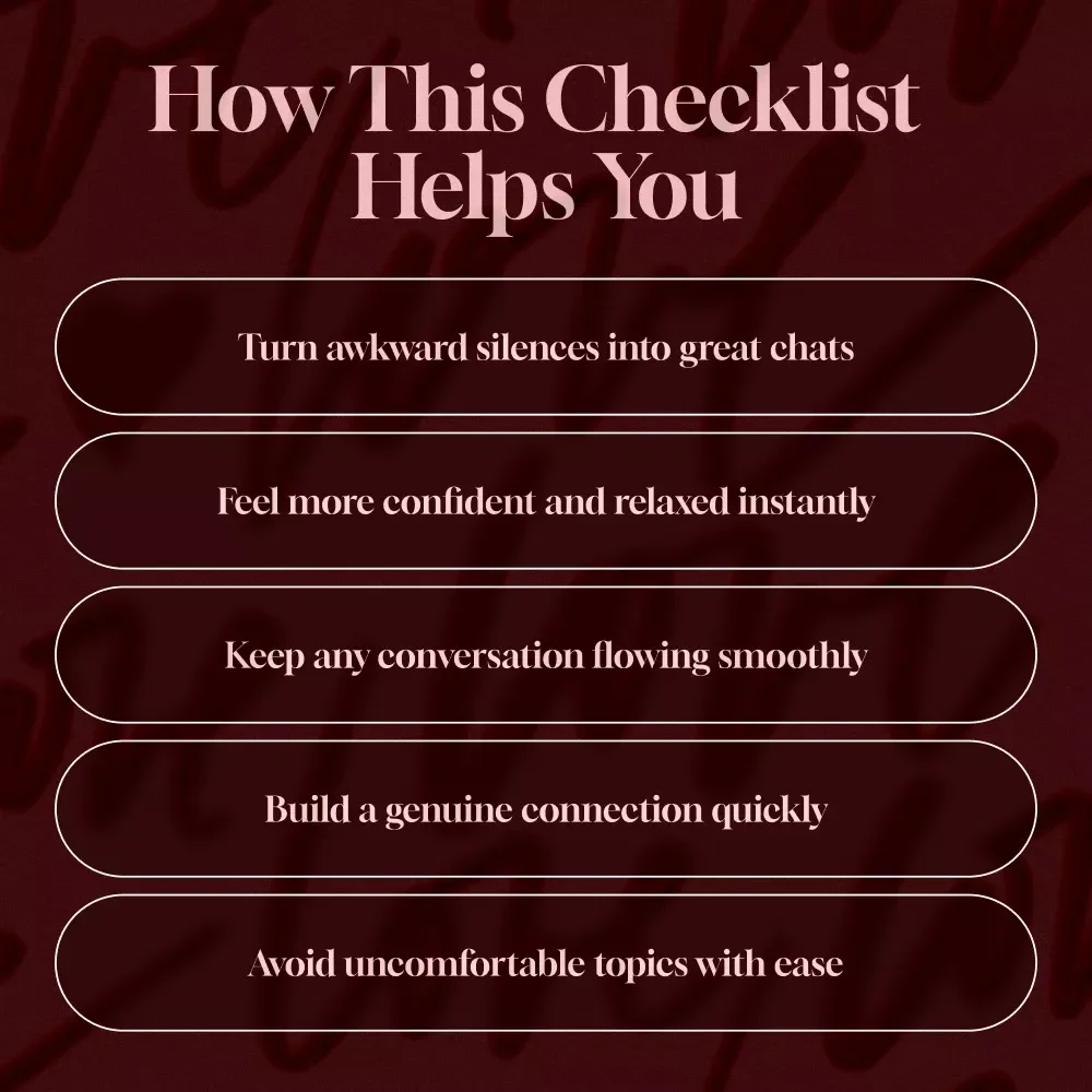Spark That First Date: The Ultimate Conversation Starter Checklist | First Date Tips | Conversation Starters for First Dates | Dating Guide | Digital Download
