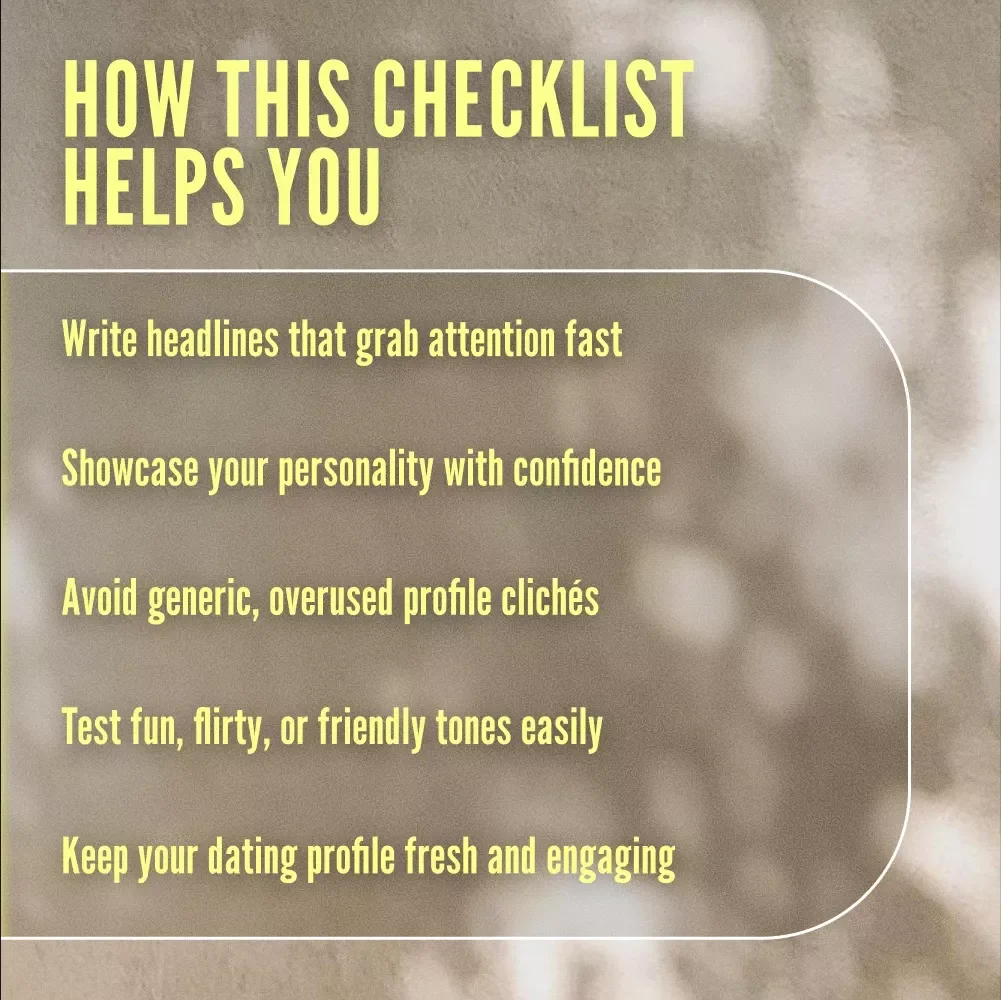 Dating Profile Headlines That Attract Guys Checklist | Digital Download Guide for Catchy Online Dating Headlines, Flirty & Fun Profile Ideas, and Attention-Grabbing Dating Profile Headlines to Attract Guys
