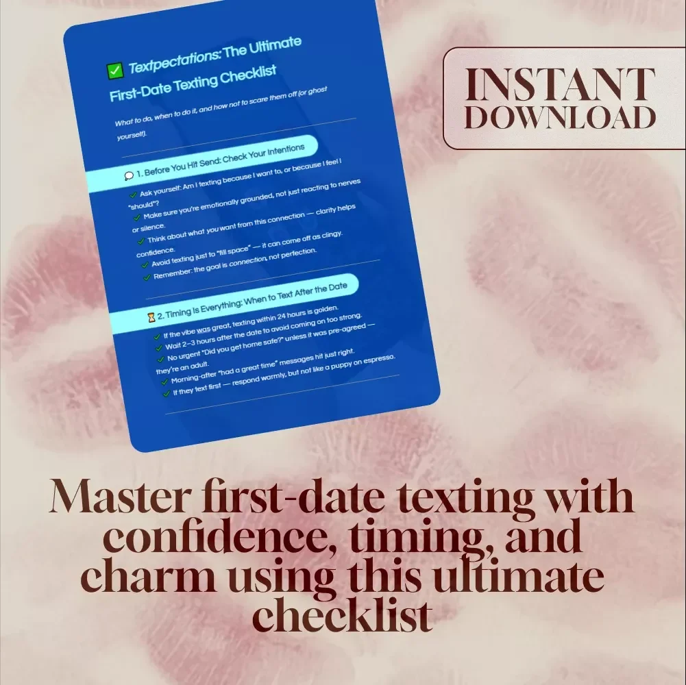 Textpectations: The Ultimate First-Date Texting Checklist | Digital Download Guide for When to Text After First Date, Flirty Message Templates & Dating Confidence Tips