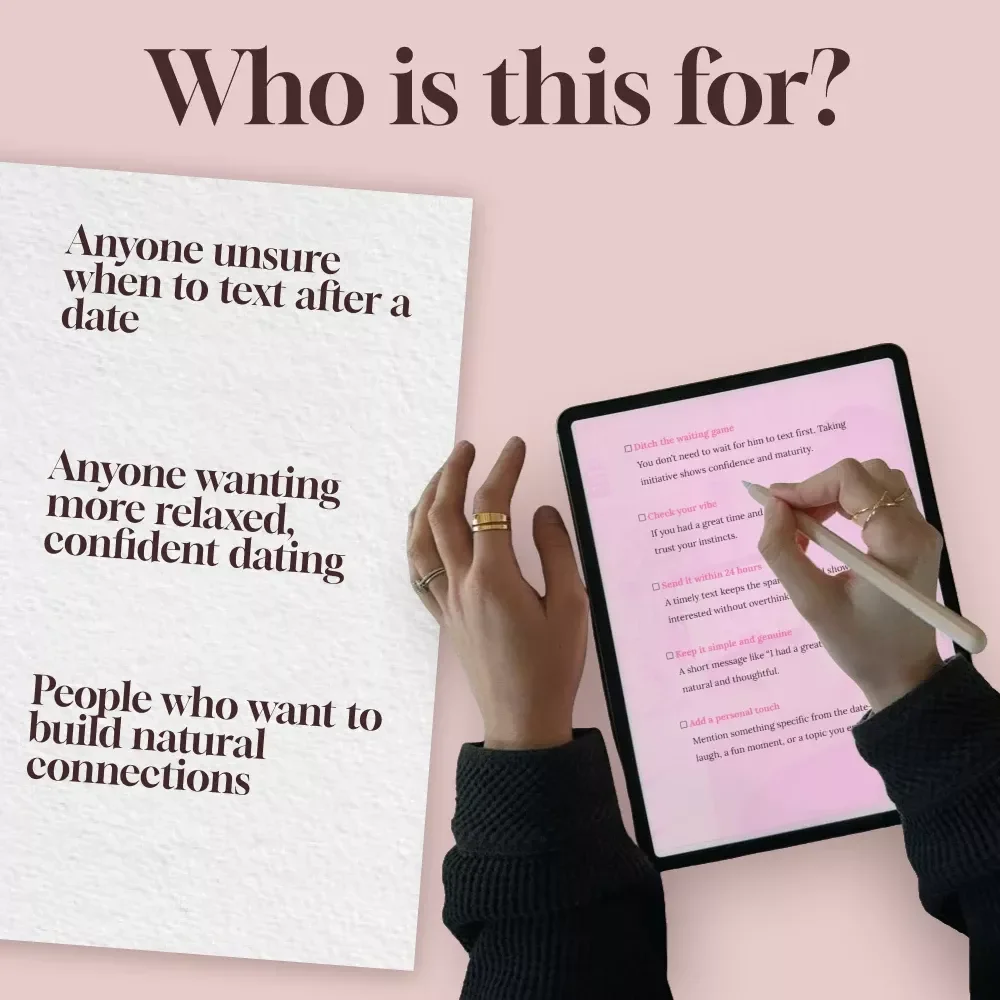 Should a Woman Text After the First Date | Digital Checklist for Women’s Dating Confidence, eBook Style Guide, First Date Etiquette PDF