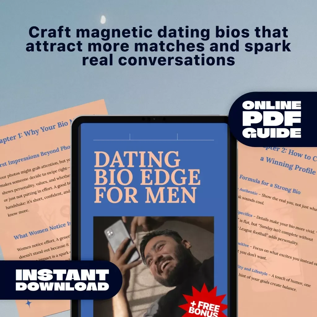 Dating Bio Edge for Men | Guide with Dating Profile Bio Examples Male | Digital Download eBook & Checklist for Winning Online Profiles