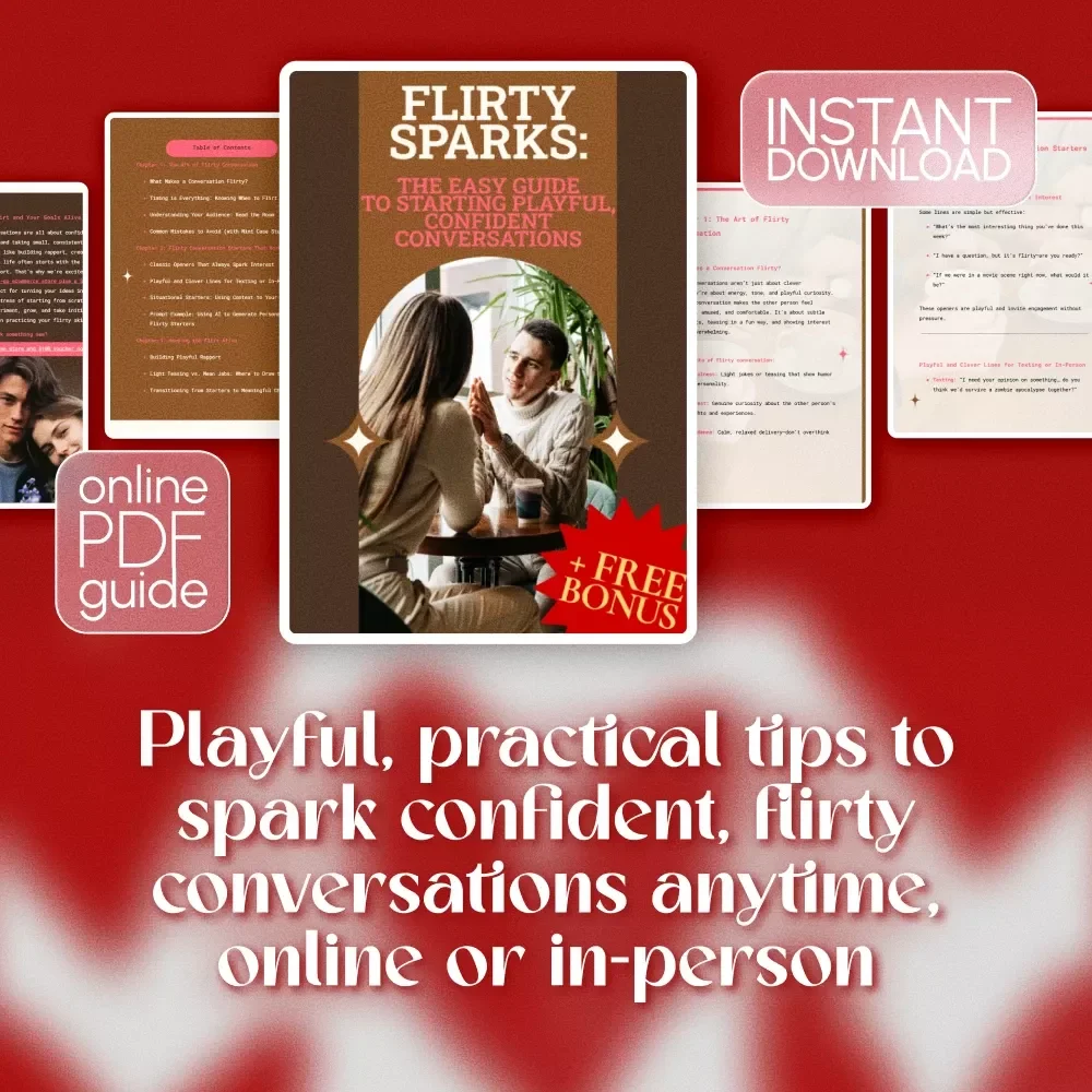 Flirty Sparks: The Easy Guide to Starting Playful, Confident Conversations | Digital Download Guide for Flirty Conversation Starters, Fun Dating Tips, and Playful Chat Confidence