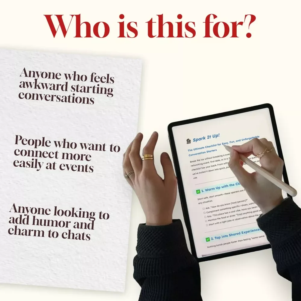 Spark It Up | Easy Conversation Starters Checklist | Digital Download Guide for Effortless Socializing & Fun Connections