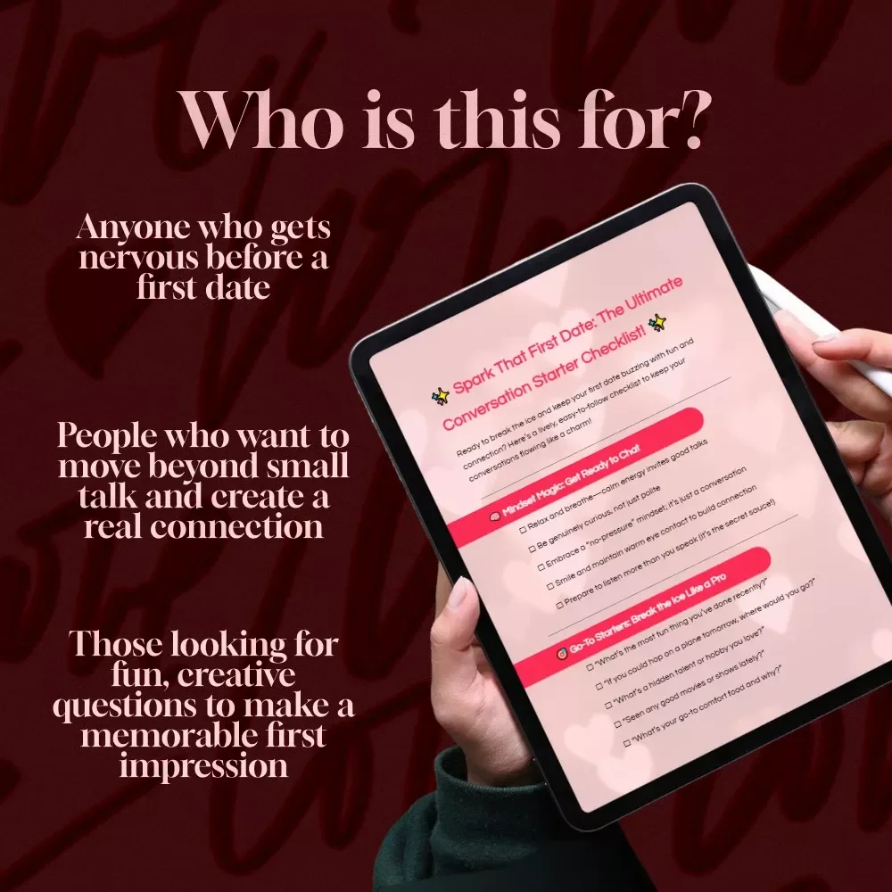 Spark That First Date: The Ultimate Conversation Starter Checklist | First Date Tips | Conversation Starters for First Dates | Dating Guide | Digital Download