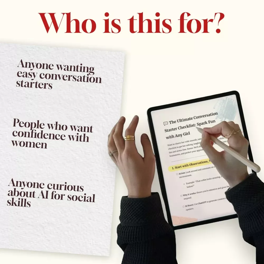 The Ultimate Conversation Starter Checklist: Spark Fun with Any Girl | Digital Download eBook Guide for Good Conversation Starters with a Girl, Fun Dating & Social Confidence Tips
