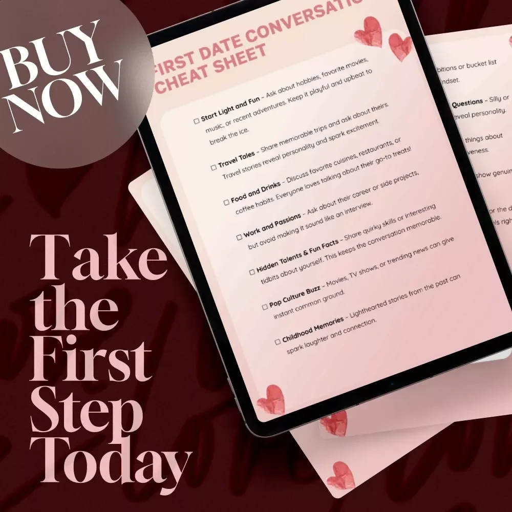 First Date Conversation Cheat Sheet | Printable Digital Download | What to Talk About on a First Date | Fun & Easy First Date Ideas Checklist