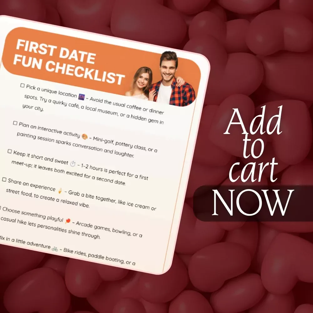 First Date Fun Checklist | Printable Digital Download | Fun First Date Ideas Guide for Couples & Singles | Creative First Date Planning Tips