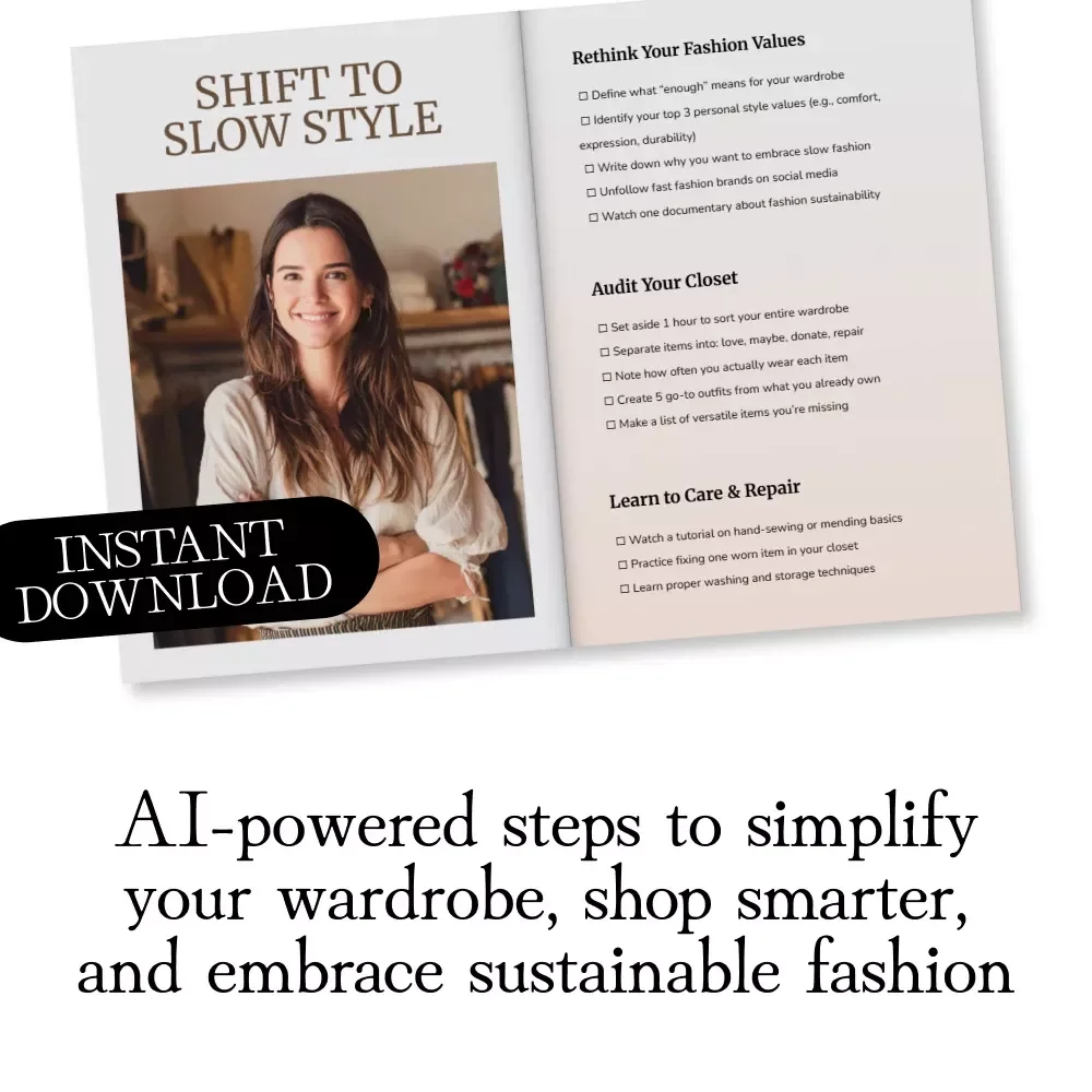 Shift to Slow Style | Printable Checklist for Slow Fashion Mindset Shift: Practical Steps, Wardrobe Audit, Capsule Closet & Sustainable Style Guide