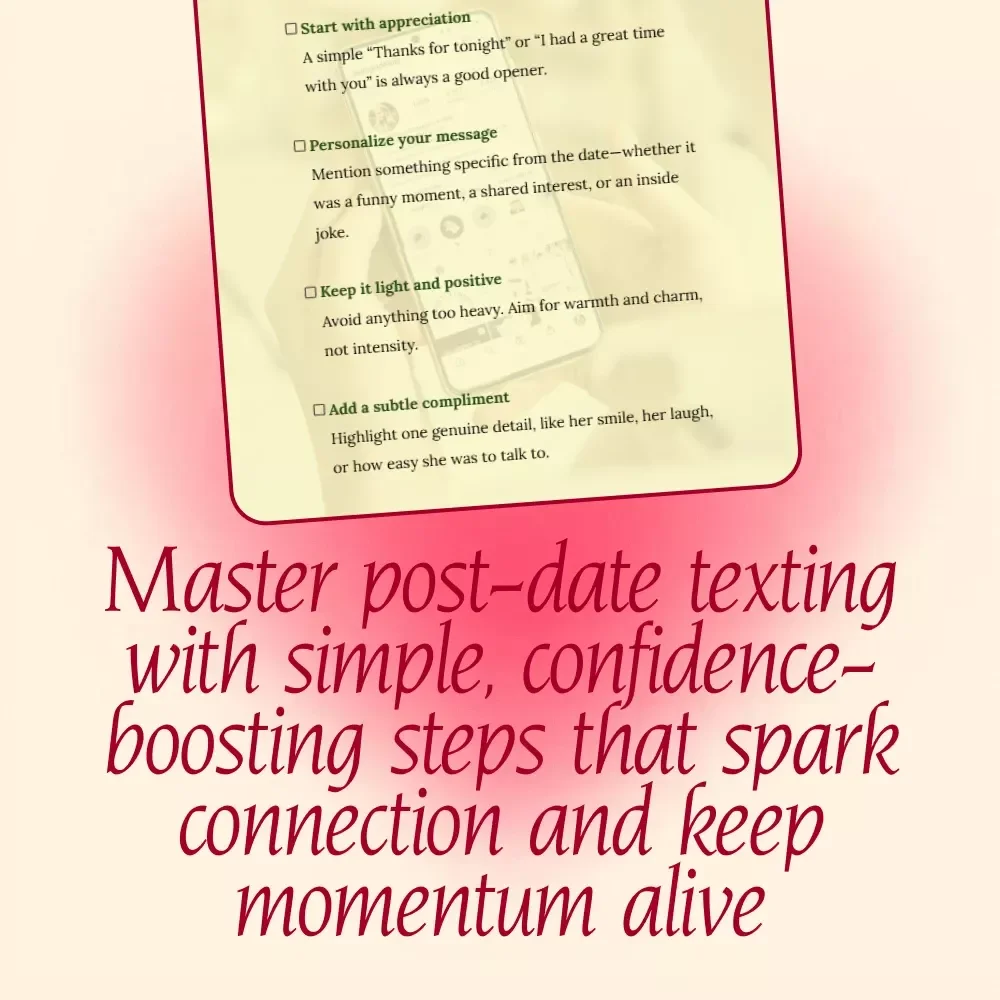 What to Text a Girl After a Date Checklist | Digital Download | Flirty & Fun Post-Date Texting Guide for Men