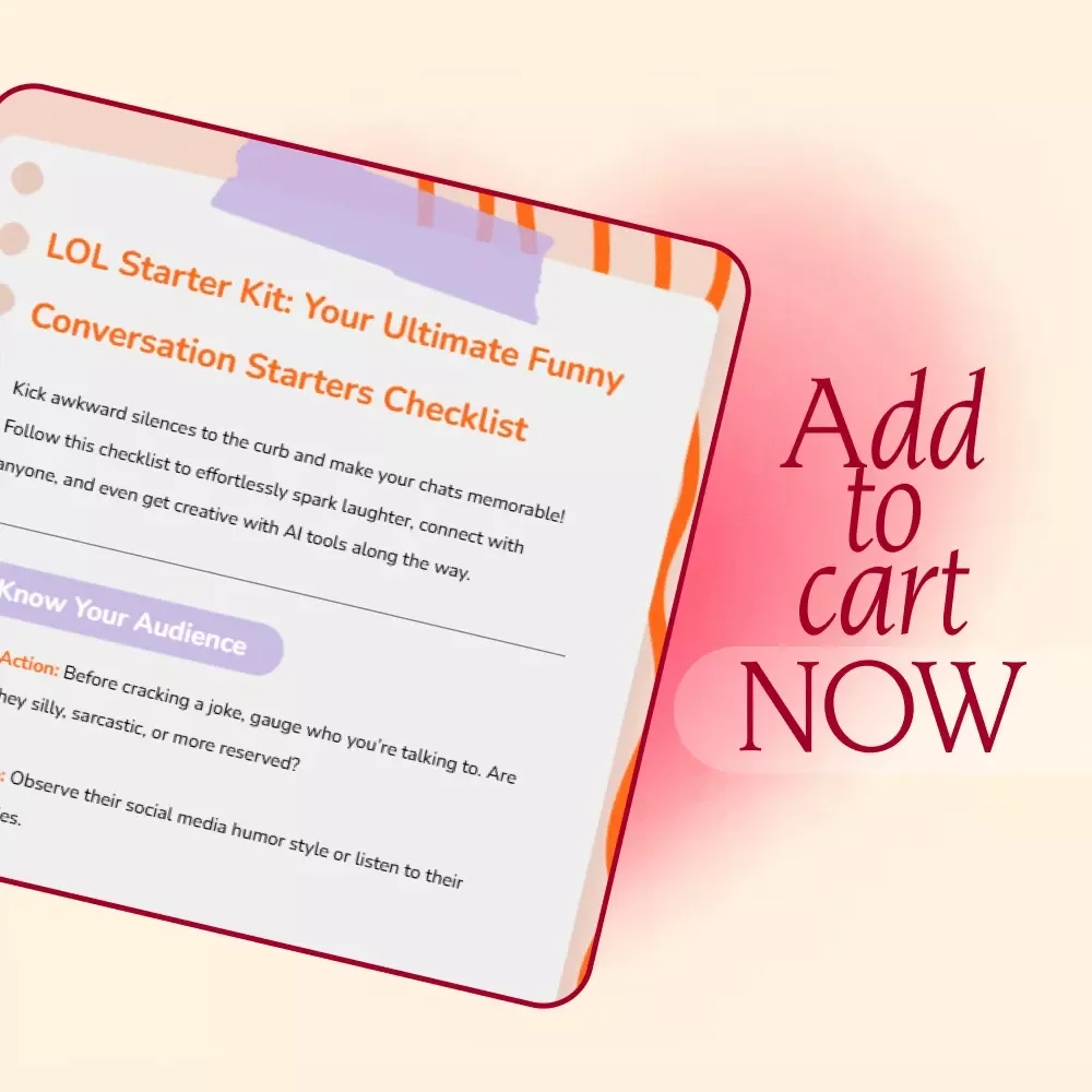 LOL Starter Kit: Your Ultimate Funny Conversation Starters Checklist | Digital Download Guide for Hilarious Icebreakers, Engaging Chat Prompts & Social Confidence