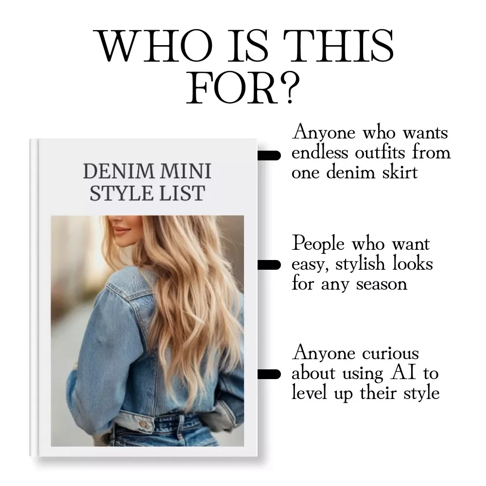 Denim Mini Style List | Denim Mini Skirt Style Playbook | Outfit Ideas Checklist & Digital Styling Guide
