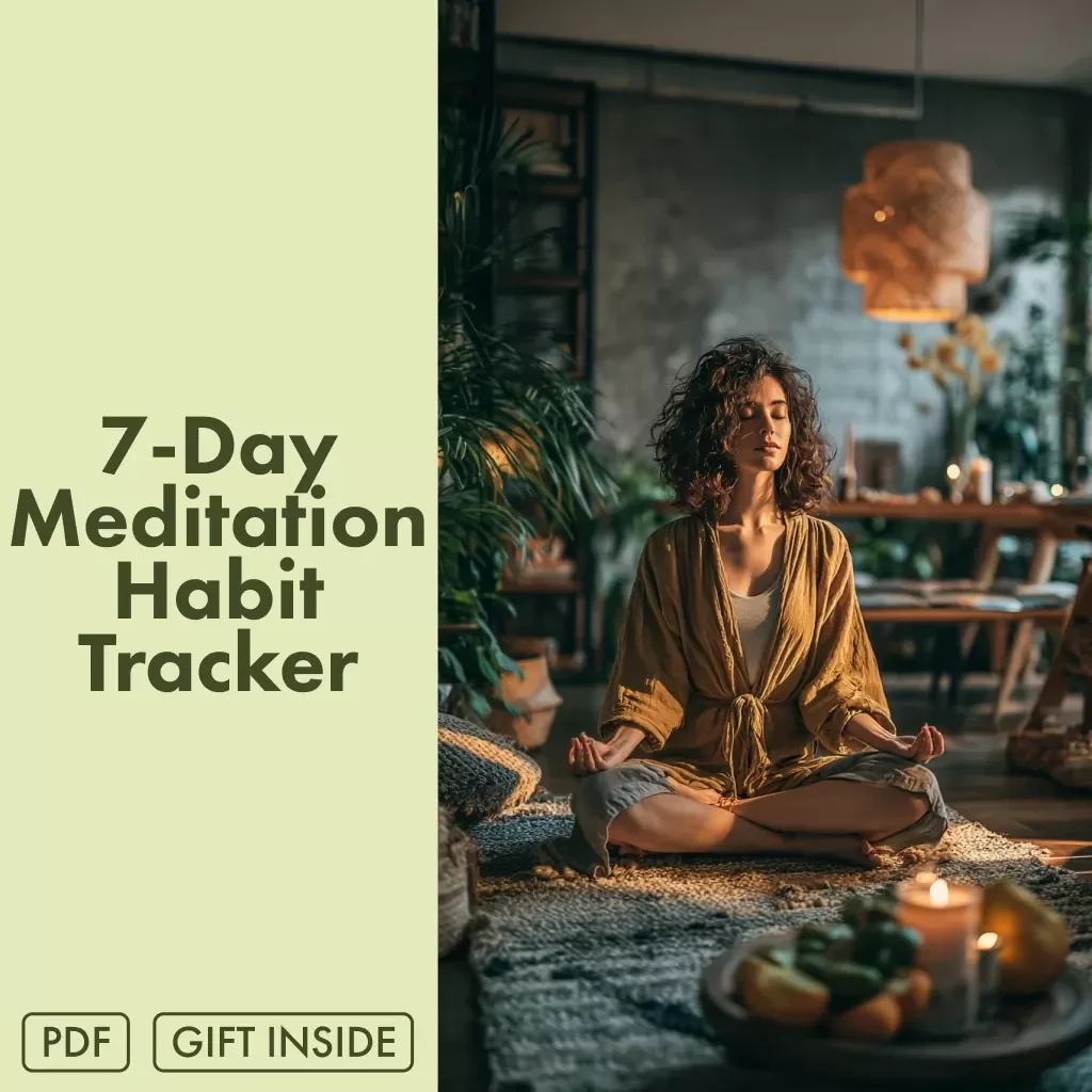 7-Day Meditation Habit Tracker | Printable Checklist for Mindfulness, Self-Care & Stress Relief | Digital Download eBook Guide