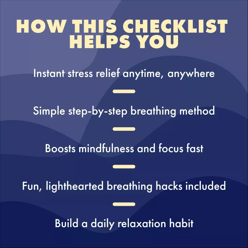 Breathe Like a Pro: Your Quick & Fun Diaphragmatic Breathing Checklist | Diaphragmatic Breathing Made Easy Cheat Sheet | Relaxation & Stress Relief Digital Download