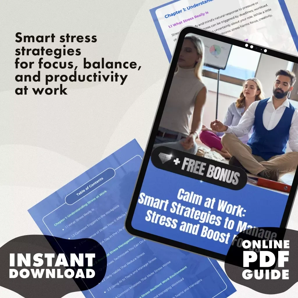 Calm at Work: Smart Strategies to Manage Stress and Boost Focus | Digital Guide for Professionals | How to Manage Stress at Work eBook & Checklist