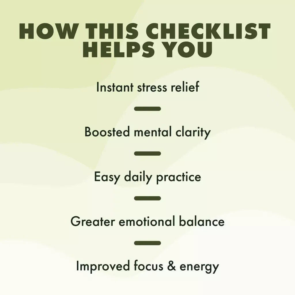 5-Minute Mindfulness Magic Checklist for Busy Minds | Instant Digital Download | Stress Relief, Meditation, and Self-Care Guide