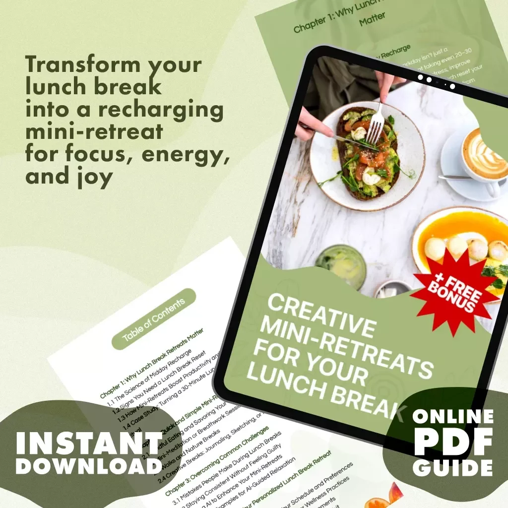 Creative Mini-Retreats for Your Lunch Break | Digital Guide with Lunch Break Mini-Retreat Ideas for Stress Relief, Productivity & Wellness