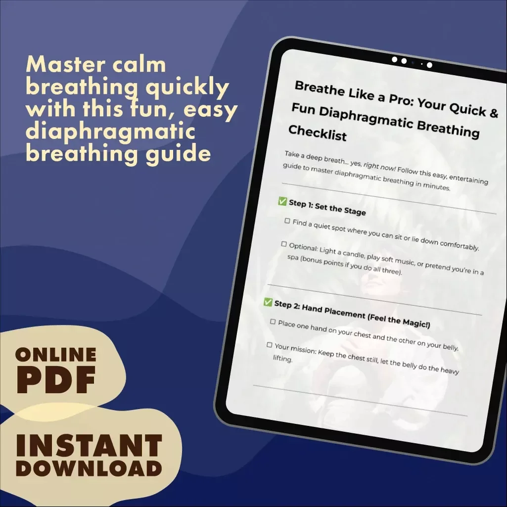 Breathe Like a Pro: Your Quick & Fun Diaphragmatic Breathing Checklist | Diaphragmatic Breathing Made Easy Cheat Sheet | Relaxation & Stress Relief Digital Download