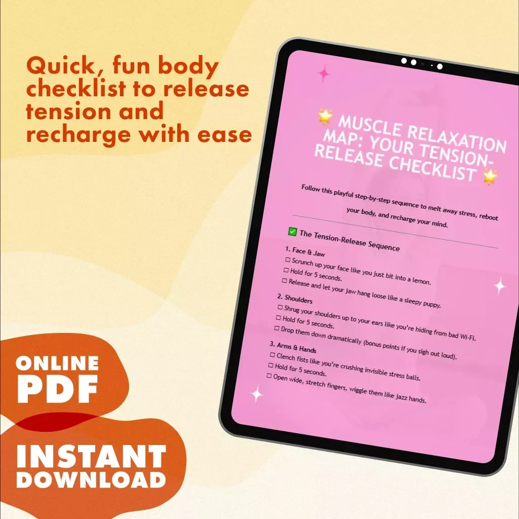 Muscle Relaxation Map: Your Tension-Release Checklist | Printable Self-Care Guide, Stress Relief Routine, Relaxation & Sleep Aid | Muscle Relaxation Map: Tension-Release Sequence
