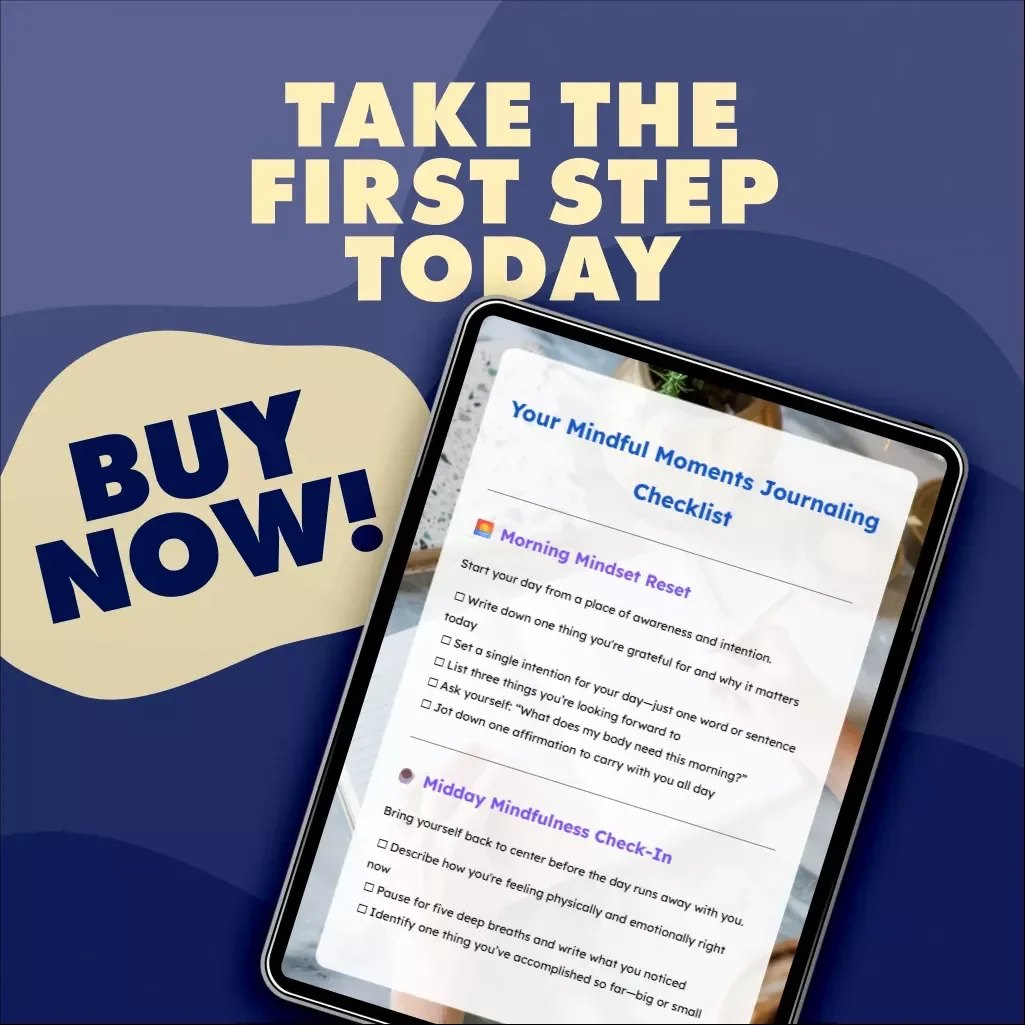 Your Mindful Moments Journaling Checklist | Digital Download Mindfulness Journal Prompts, Daily Routine Self Care eBook, Printable Guided Checklist