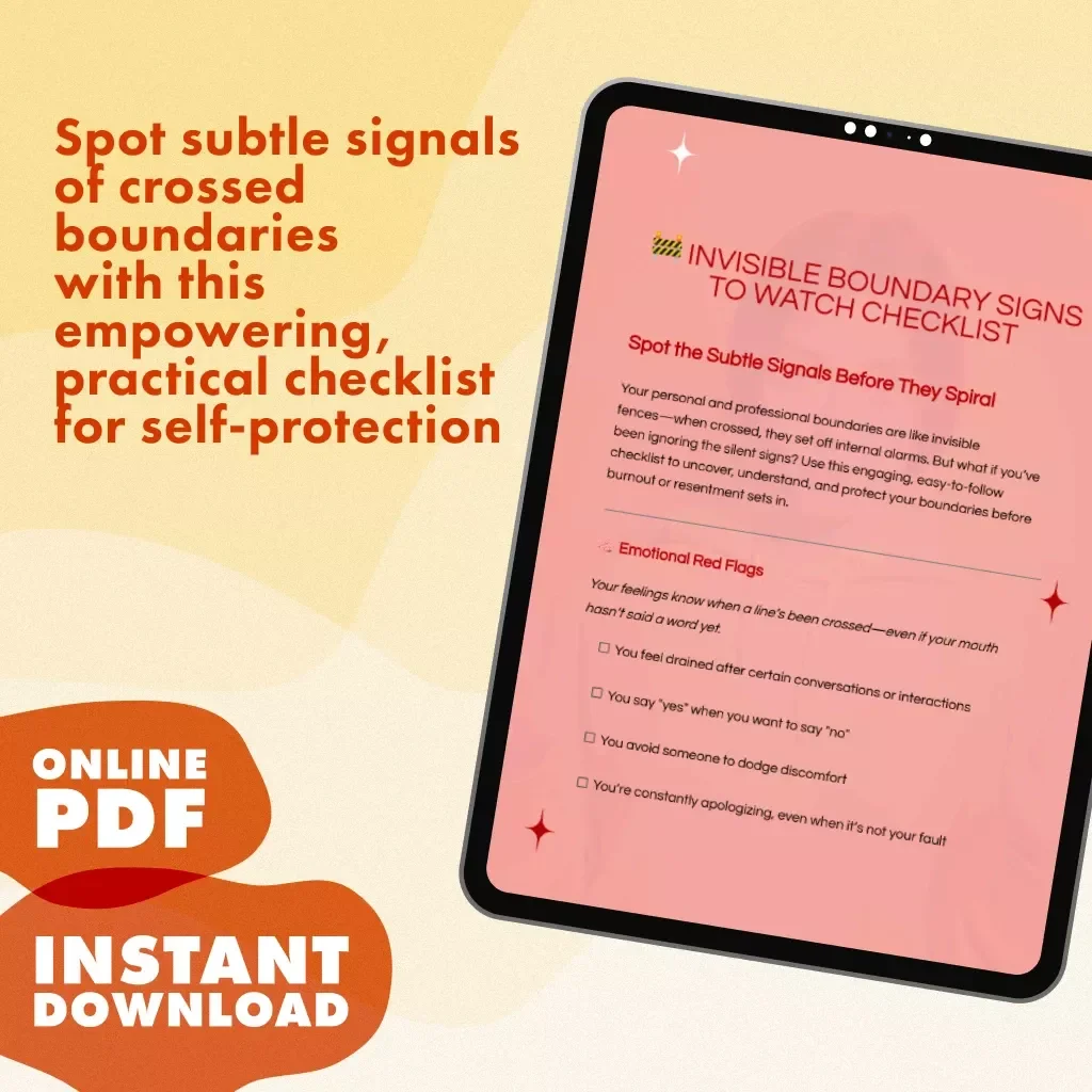 Invisible Boundary Signs to Watch Checklist | Digital Download | Self-Care, Mental Health, Workplace Balance, Emotional Wellness Guide