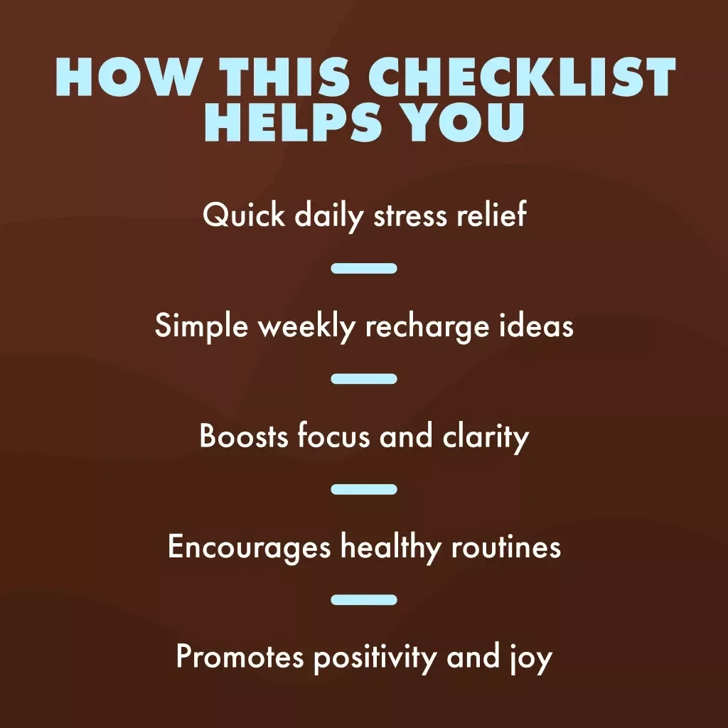Stress Less, Smile More: Your Fun & Practical Stress Management Checklist | Digital Download Guide for Stress Management Skills