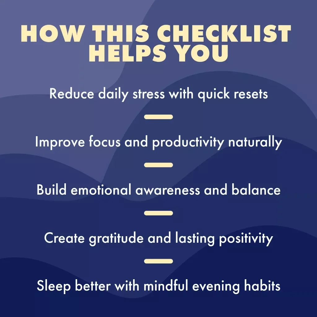 Mindfulness Power-Up Checklist | Digital Download Self-Care Guide for Stress Relief, Focus, and the Benefits of Mindfulness