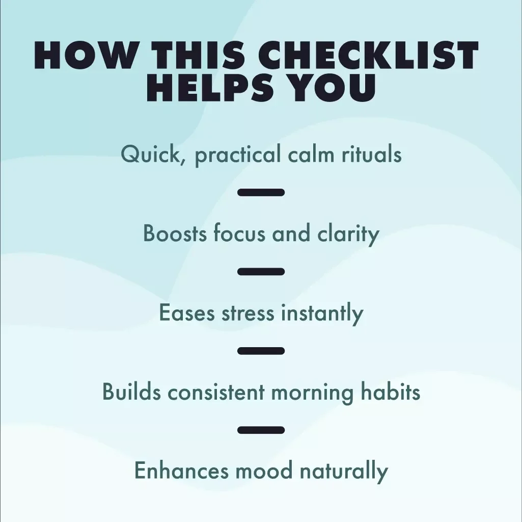 Your Ultimate Morning Calm Checklist | Morning Calm Stack Checklist: Breath, Stretch, Intention | Digital Download Self-Care Guide, eBook & Printable