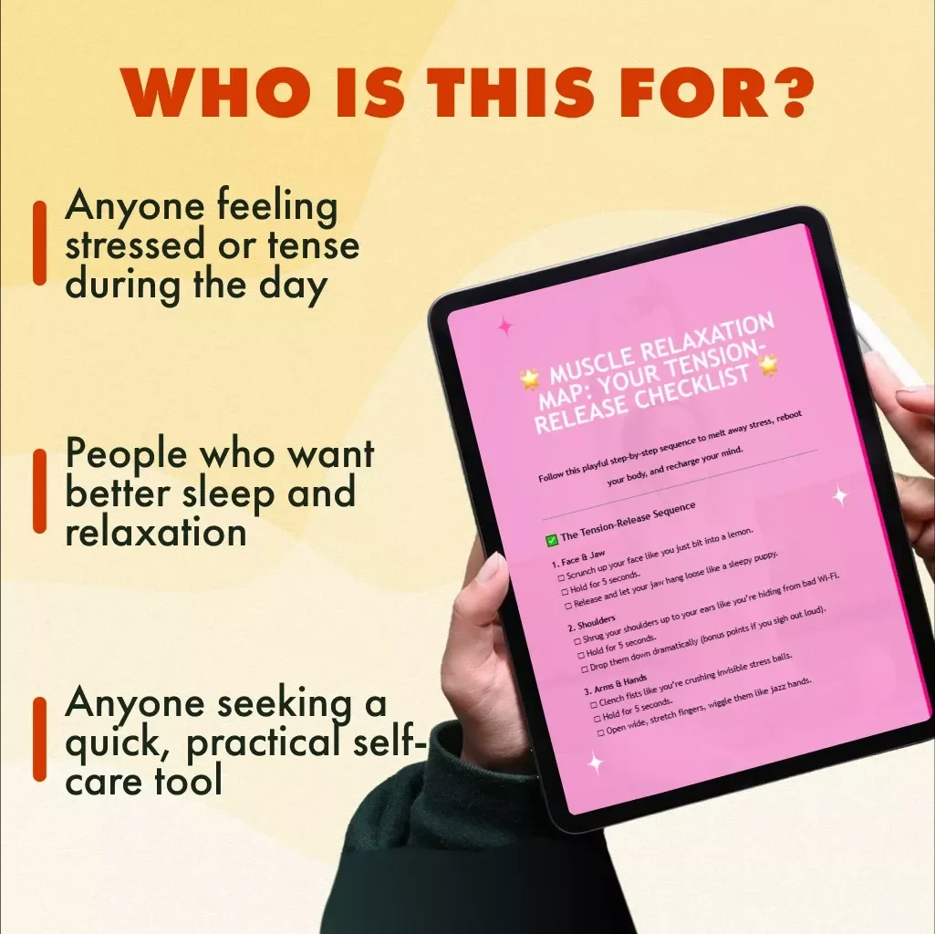 Muscle Relaxation Map: Your Tension-Release Checklist | Printable Self-Care Guide, Stress Relief Routine, Relaxation & Sleep Aid | Muscle Relaxation Map: Tension-Release Sequence