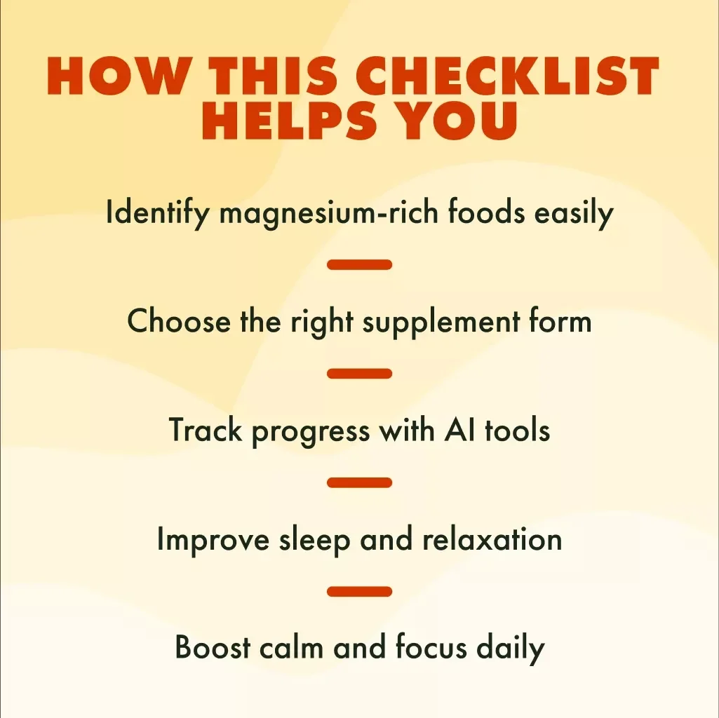 Magnesium Mastery: Your Stress & Anxiety Relief Checklist | Digital Download Guide for Natural Relaxation, Sleep, and Wellness