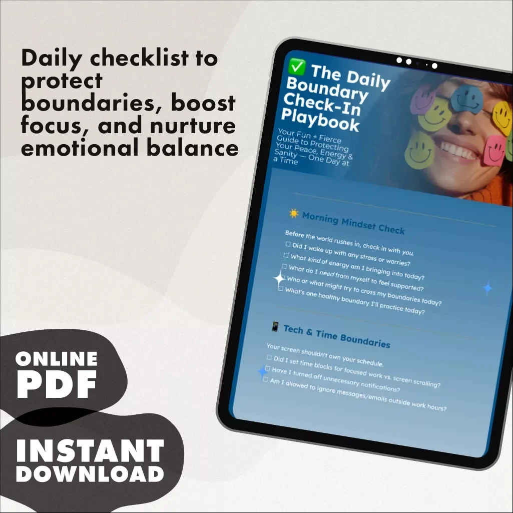 The Daily Boundary Check-In Playbook | Printable Self-Care Checklist | Digital Download for Mindfulness, Emotional Wellness & Healthy Boundaries