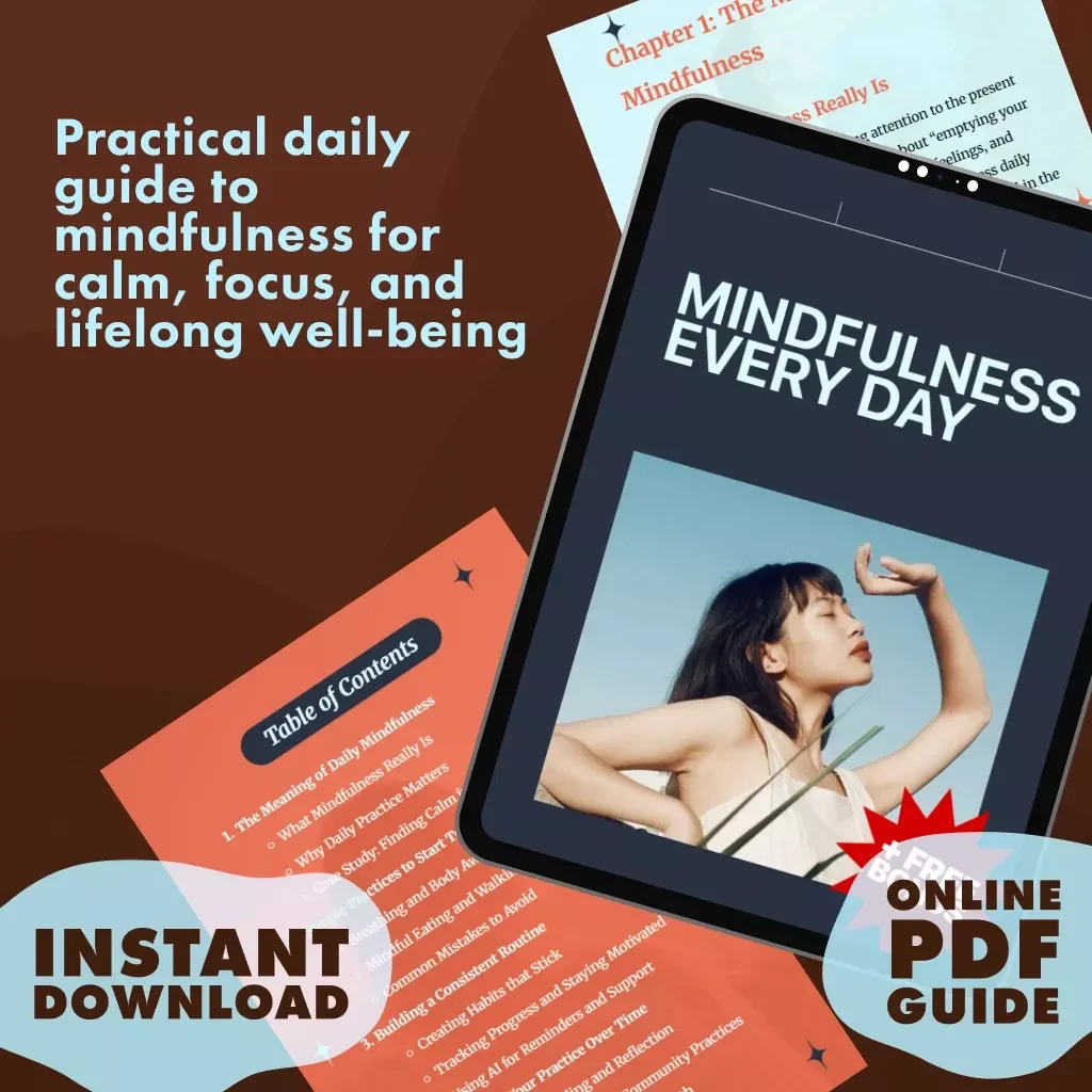 Mindfulness Every Day | Guide to How to Practice Mindfulness Daily | Digital Download eBook & Checklist for Stress Relief and Calm