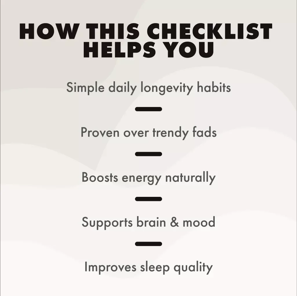 Daily Longevity Checklist: Proven Habits vs Fads | Healthy Living Guide | Digital Download Wellness eBook & Printable Checklist for Daily Habits