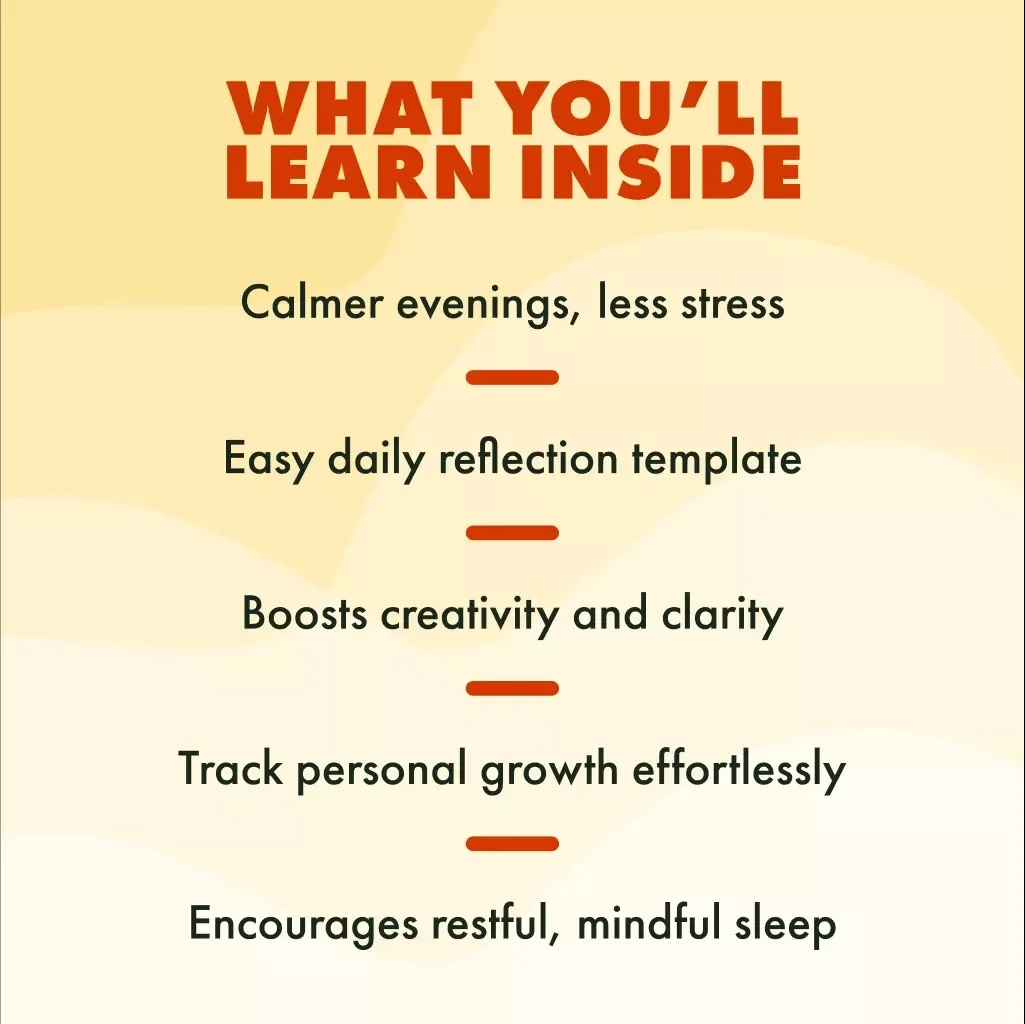 Evening Reflections: A Mindful Journal to Calm Your Mind & Inspire Your Tomorrow | Digital Download Mindful Evening Reflection Journal eBook & Guided Prompts