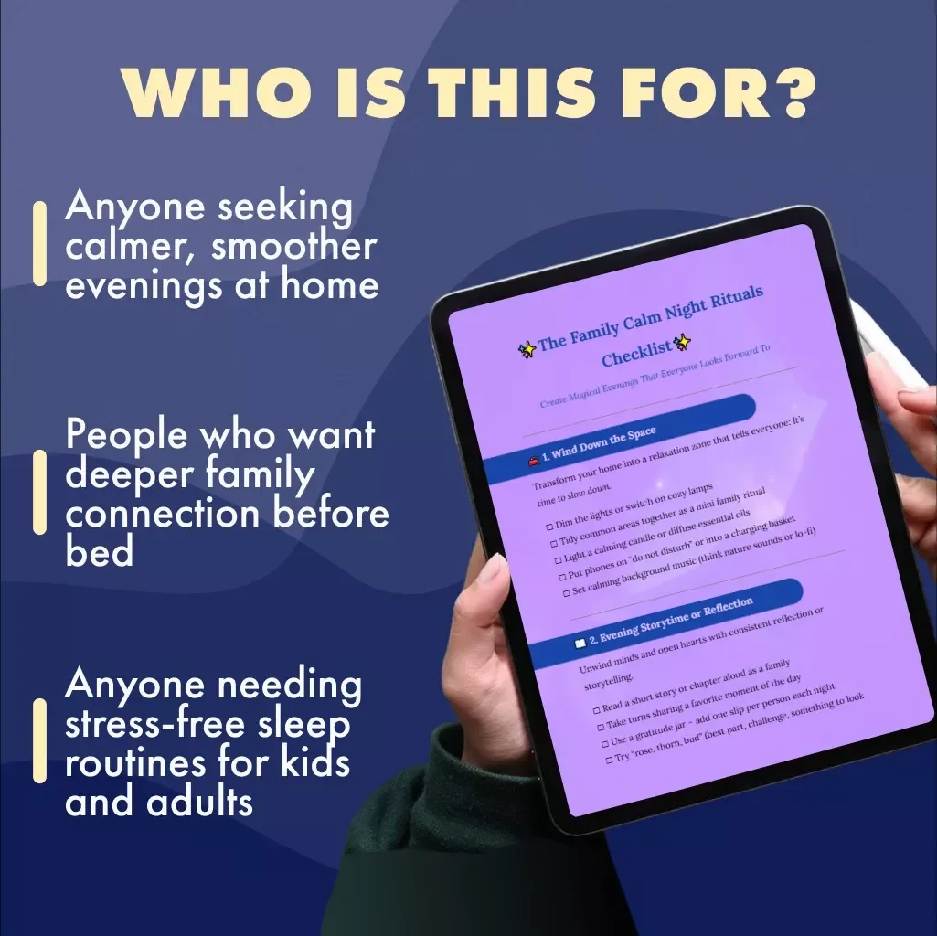 The Family Calm Night Rituals Checklist | Digital Download | Family Calm Night Checklist: Rituals That Actually Stick | Printable Evening Routine for Families