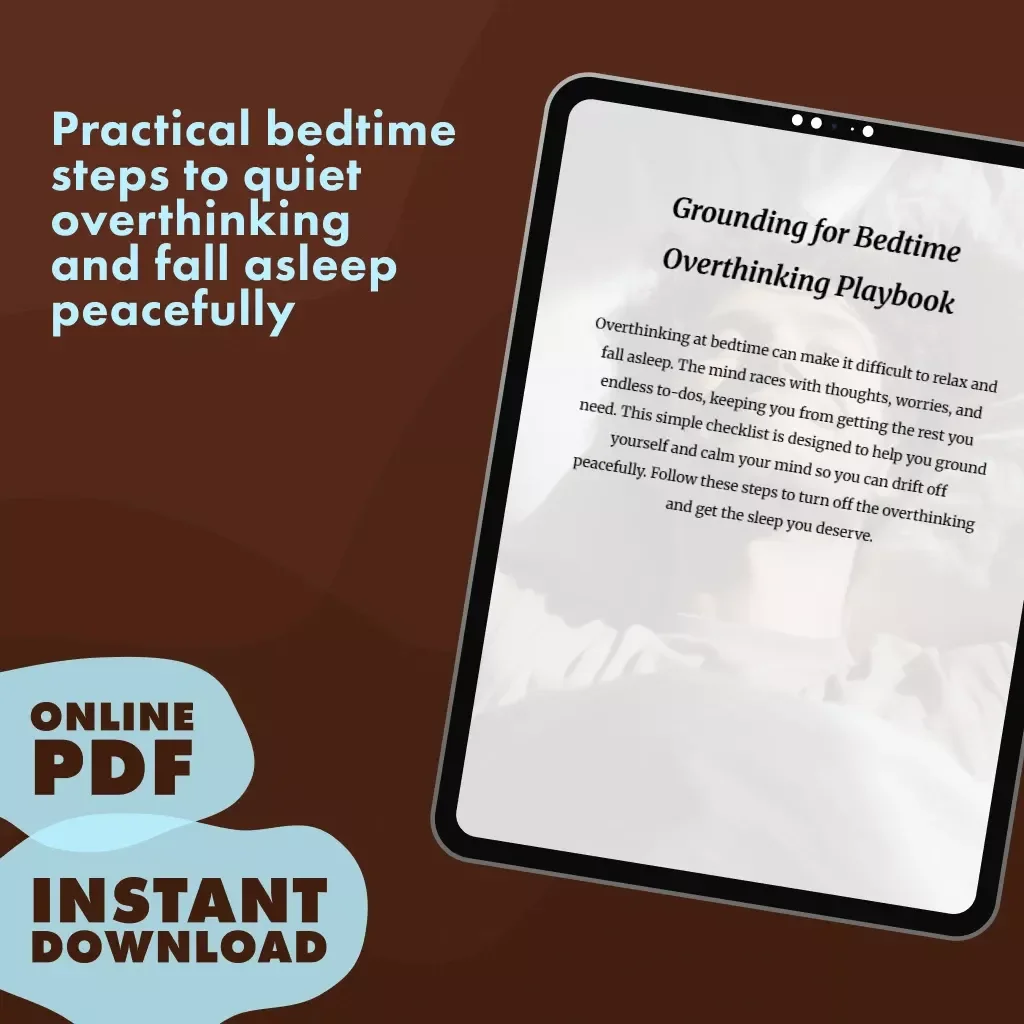 Grounding for Bedtime Overthinking Playbook | Digital Sleep Checklist | Relaxation & Mindfulness Guide