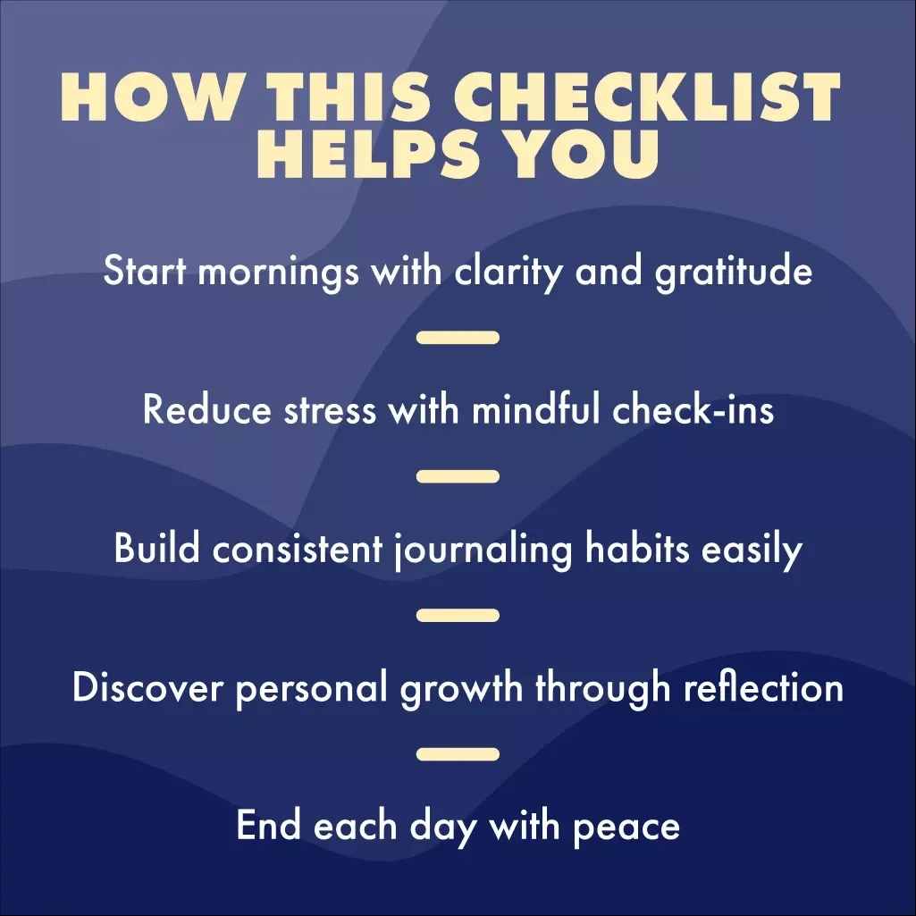 Your Mindful Moments Journaling Checklist | Digital Download Mindfulness Journal Prompts, Daily Routine Self Care eBook, Printable Guided Checklist