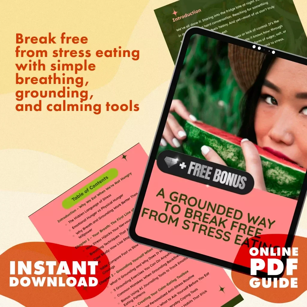 A Grounded Way to Break Free from Stress Eating | Breath & Grounding to Stop Stress Eating Guide | Digital Download eBook for Mindful Eating, Emotional Health & Calm Living